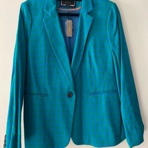 J. Crew Teal Checked Blazer